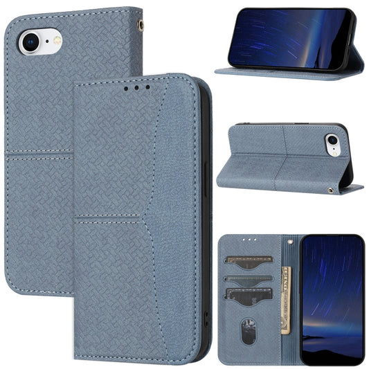 For iPhone SE 2024 Woven Texture Stitching Magnetic Leather Phone Case(Grey) - More iPhone Cases by PMC Jewellery | Online Shopping South Africa | PMC Jewellery | Buy Now Pay Later Mobicred