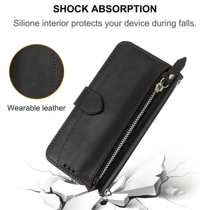 For iPhone SE 2024 Oil Skin Zipper Wallet Leather Phone Case(Black) - More iPhone Cases by PMC Jewellery | Online Shopping South Africa | PMC Jewellery | Buy Now Pay Later Mobicred