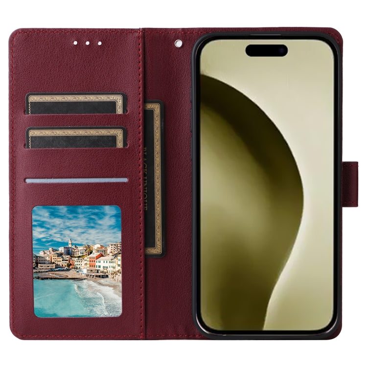 For iPhone 16 Pro Multifunctional Horizontal Flip Leather Phone Case with Three Card Slots(Wine Red) - iPhone 16 Pro Cases by PMC Jewellery | Online Shopping South Africa | PMC Jewellery | Buy Now Pay Later Mobicred