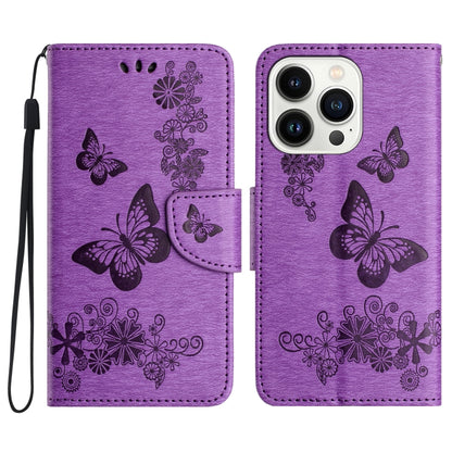 For iPhone 16 Pro Max Butterfly Embossed Flip Leather Phone Case(Purple) - iPhone 16 Pro Max Cases by PMC Jewellery | Online Shopping South Africa | PMC Jewellery | Buy Now Pay Later Mobicred