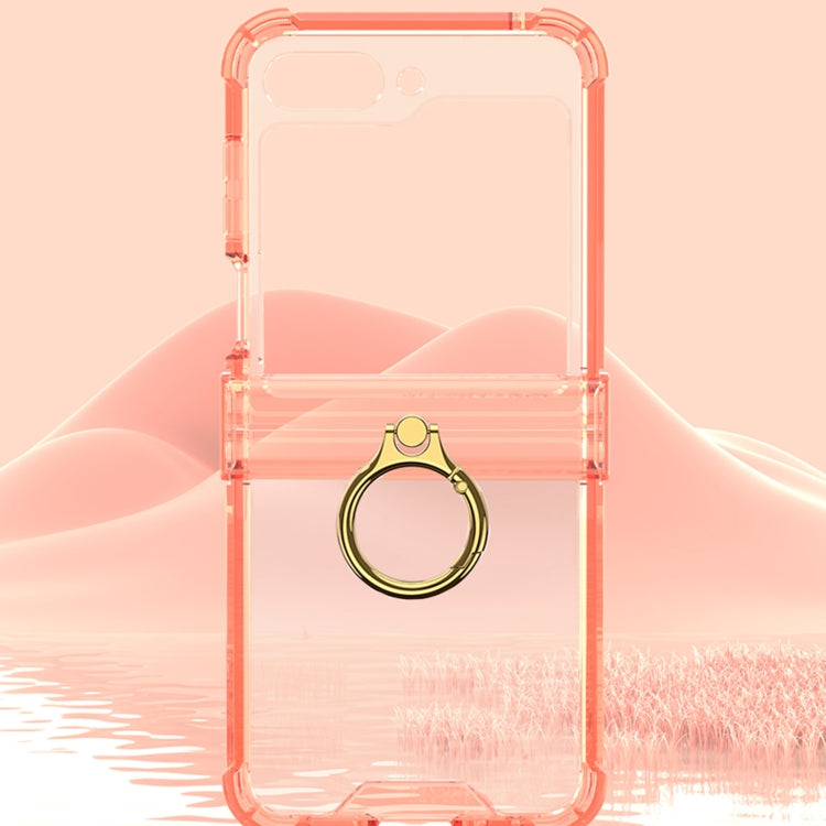 For Samsung Galaxy Z Flip6 Gkk Airbag Hinge Silicone Phone Case with Ring Holder(Transparent Black) - Galaxy Z Flip6 5G Cases by GKK | Online Shopping South Africa | PMC Jewellery | Buy Now Pay Later Mobicred