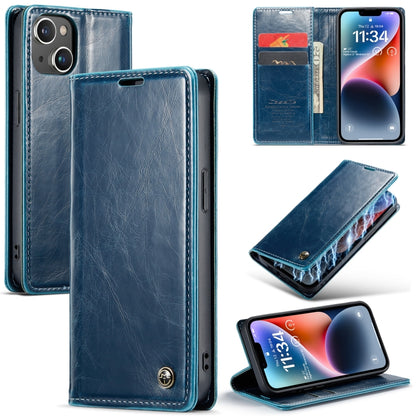 For iPhone 15 CaseMe 003 Crazy Horse Texture Leather Phone Case(Blue) - iPhone 15 Cases by CaseMe | Online Shopping South Africa | PMC Jewellery | Buy Now Pay Later Mobicred