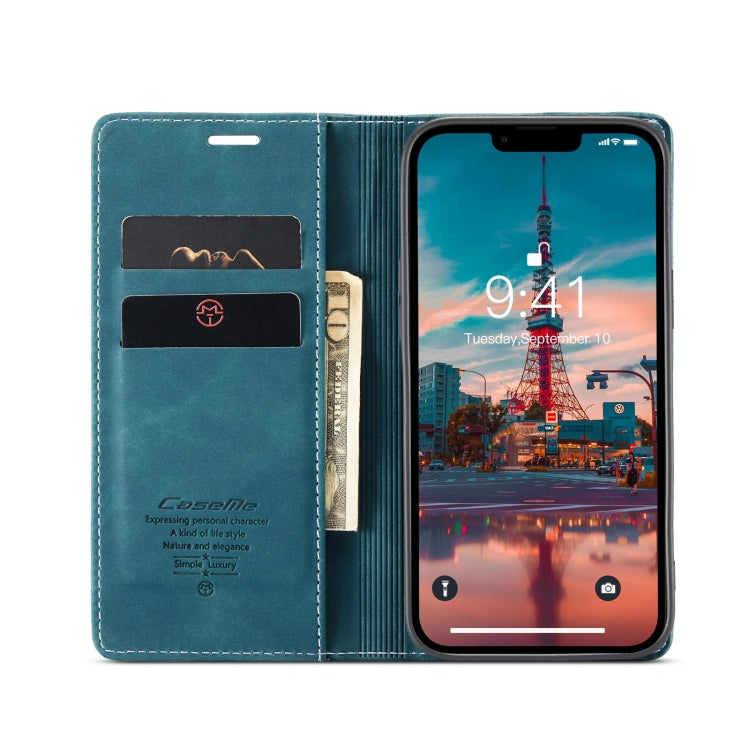 For iPhone 15 Plus CaseMe 013 Multifunctional Horizontal Flip Leather Phone Case(Blue) - iPhone 15 Plus Cases by CaseMe | Online Shopping South Africa | PMC Jewellery | Buy Now Pay Later Mobicred