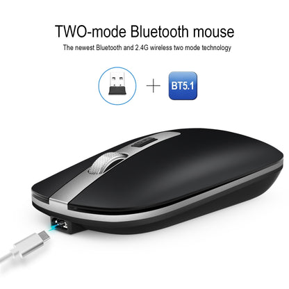 HXSJ M50 2.4GHZ 800,1200,1600dpi Three Gear Adjustment Dual-mode Wireless Mouse USB + Bluetooth 5.1 Rechargeable(Black) - Wireless Mice by HXSJ | Online Shopping South Africa | PMC Jewellery | Buy Now Pay Later Mobicred