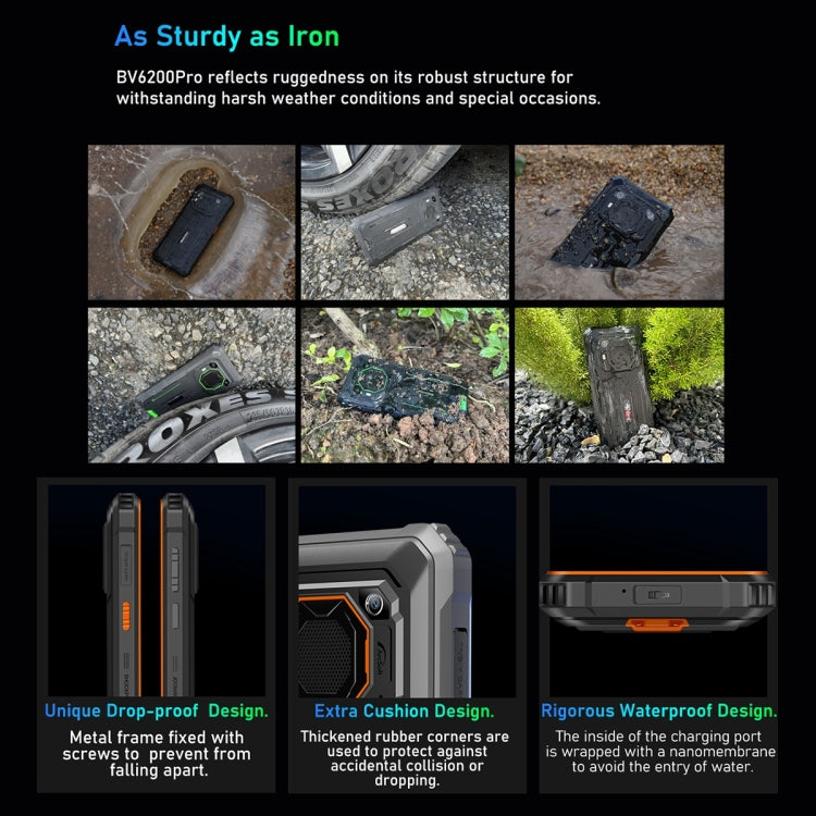 Blackview BV6200 Pro, 6GB+128GB, IP68/IP69K/MIL-STD-810H, 6.56 inch Android 13 MediaTek Helio P35 Octa Core, Network: 4G, OTG(Orange) - free shipping - PMC TechLife - Order now!