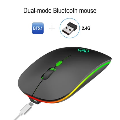 HXSJ T18 2.4GHZ 1600dpi Dual-mode Light-emitting Wireless Mouse USB + Bluetooth 5.1 Rechargeable - Wireless Mice by HXSJ | Online Shopping South Africa | PMC Jewellery | Buy Now Pay Later Mobicred