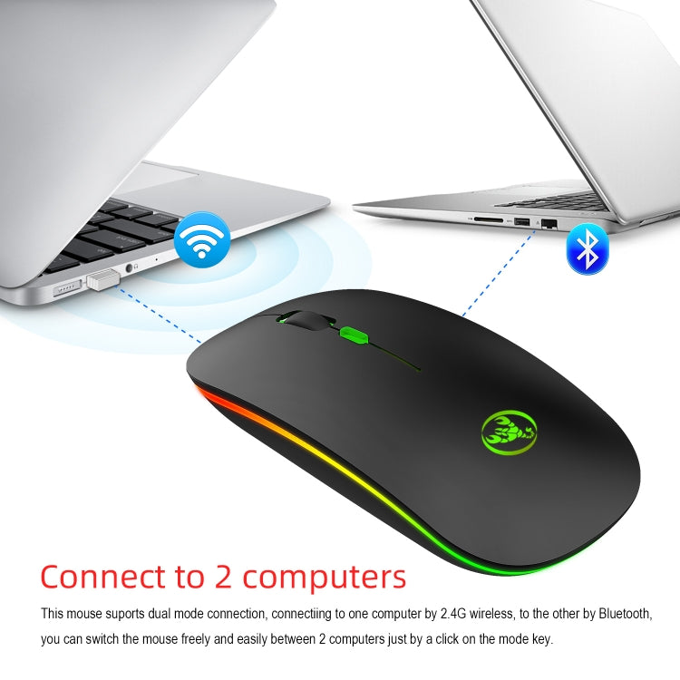 HXSJ T18 2.4GHZ 1600dpi Dual-mode Light-emitting Wireless Mouse USB + Bluetooth 5.1 Rechargeable - Wireless Mice by HXSJ | Online Shopping South Africa | PMC Jewellery | Buy Now Pay Later Mobicred