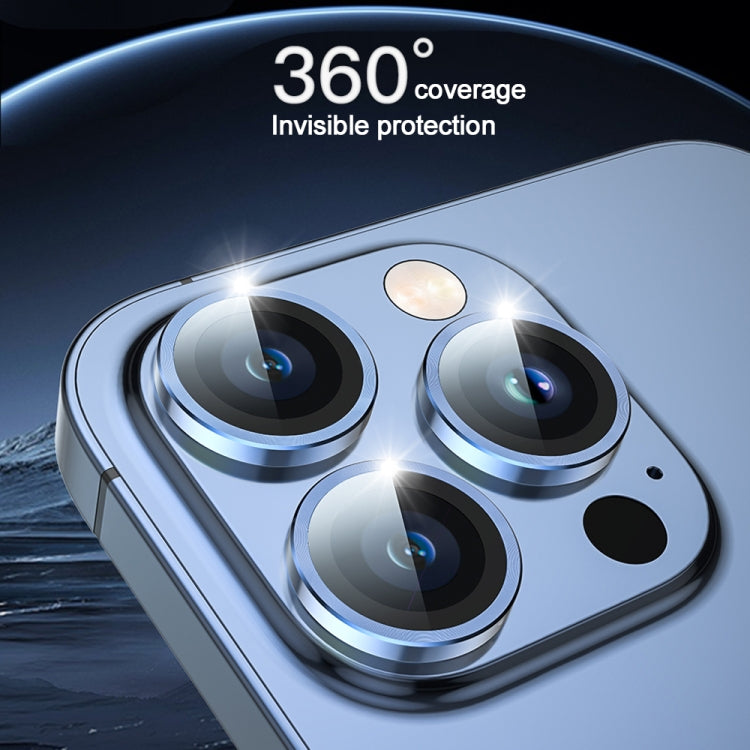 For iPhone 15 Pro TOTU PG-1 Golden Shield Series Metal Frame Lens Protector(Blue) - Lens & Accessories by TOTUDESIGN | Online Shopping South Africa | PMC Jewellery | Buy Now Pay Later Mobicred