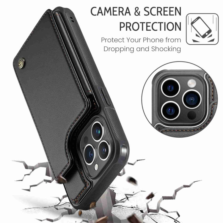 For iPhone 15 Pro CaseMe C22 Card Slots Holder RFID Anti-theft Phone Case(Black) - iPhone 15 Pro Cases by CaseMe | Online Shopping South Africa | PMC Jewellery | Buy Now Pay Later Mobicred