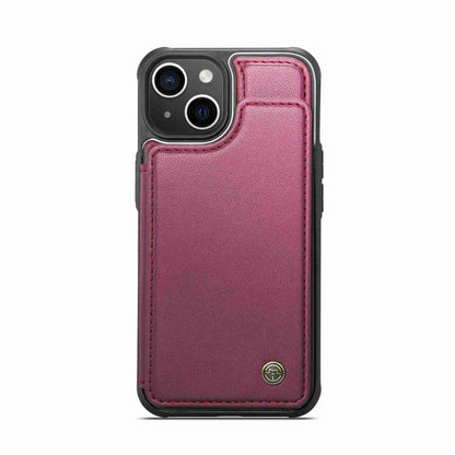 For iPhone 15 Plus CaseMe C22 Card Slots Holder RFID Anti-theft Phone Case(Wine Red) - iPhone 15 Plus Cases by CaseMe | Online Shopping South Africa | PMC Jewellery | Buy Now Pay Later Mobicred