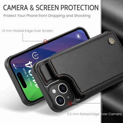 For iPhone 15 CaseMe C22 Card Slots Holder RFID Anti-theft Phone Case(Black) - iPhone 15 Pro Cases by CaseMe | Online Shopping South Africa | PMC Jewellery | Buy Now Pay Later Mobicred