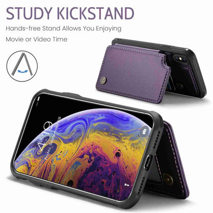 For iPhone XS Max CaseMe C22 Card Slots Holder RFID Anti-theft Phone Case(Purple) - More iPhone Cases by CaseMe | Online Shopping South Africa | PMC Jewellery | Buy Now Pay Later Mobicred