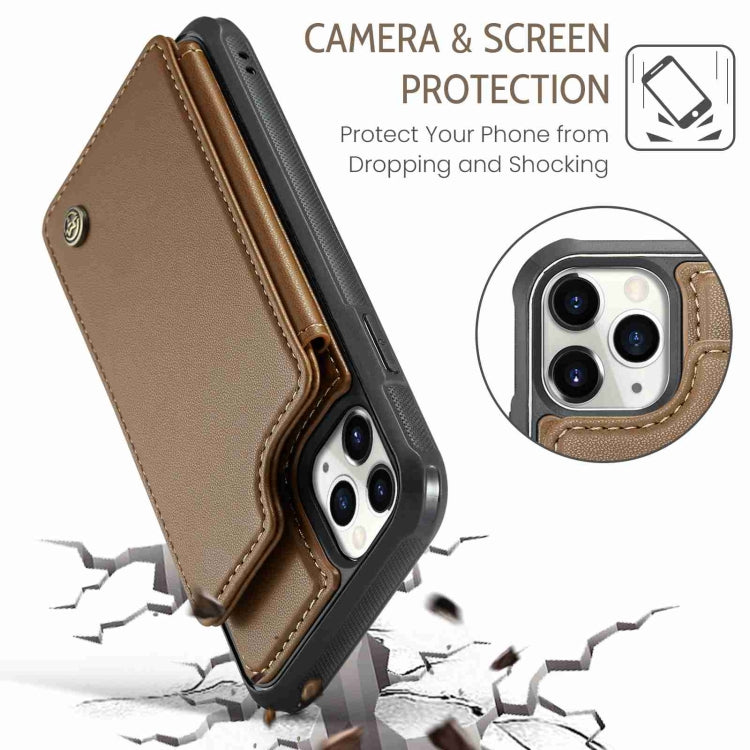 For iPhone 11 Pro Max CaseMe C22 Card Slots Holder RFID Anti-theft Phone Case(Brown) - iPhone 11 Pro Max Cases by CaseMe | Online Shopping South Africa | PMC Jewellery | Buy Now Pay Later Mobicred