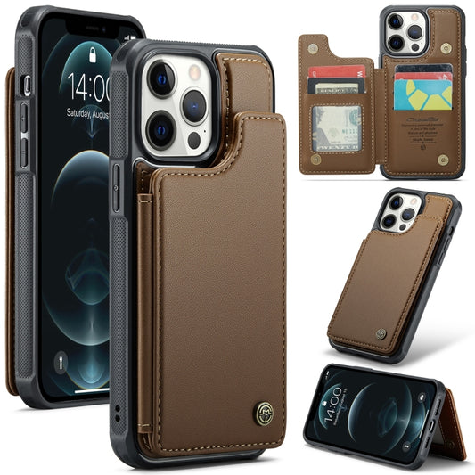 For iPhone 12 Pro Max CaseMe C22 Card Slots Holder RFID Anti-theft Phone Case(Brown) - iPhone 12 Pro Max Cases by CaseMe | Online Shopping South Africa | PMC Jewellery | Buy Now Pay Later Mobicred