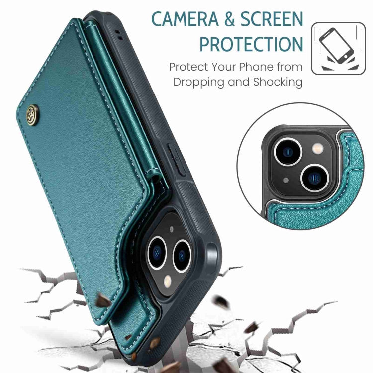 For iPhone 13 CaseMe C22 Card Slots Holder RFID Anti-theft Phone Case(Blue Green) - iPhone 13 Cases by CaseMe | Online Shopping South Africa | PMC Jewellery | Buy Now Pay Later Mobicred