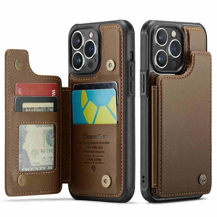 For iPhone 13 Pro CaseMe C22 Card Slots Holder RFID Anti-theft Phone Case(Brown) - iPhone 13 Pro Cases by CaseMe | Online Shopping South Africa | PMC Jewellery | Buy Now Pay Later Mobicred