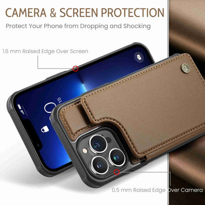 For iPhone 13 Pro CaseMe C22 Card Slots Holder RFID Anti-theft Phone Case(Brown) - iPhone 13 Pro Cases by CaseMe | Online Shopping South Africa | PMC Jewellery | Buy Now Pay Later Mobicred