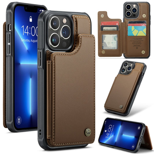 For iPhone 13 Pro Max CaseMe C22 Card Slots Holder RFID Anti-theft Phone Case(Brown) - iPhone 13 Pro Max Cases by CaseMe | Online Shopping South Africa | PMC Jewellery | Buy Now Pay Later Mobicred