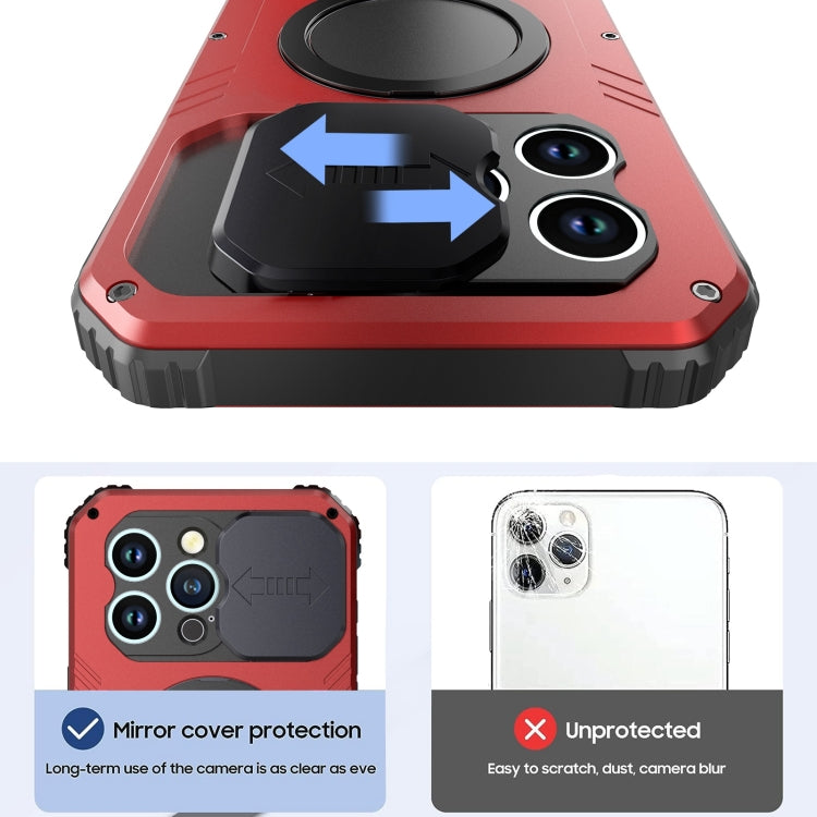 For iPhone 15 Camera Shield MagSafe Holder Life Waterproof Phone Case(Red) - iPhone 15 Cases by PMC Jewellery | Online Shopping South Africa | PMC Jewellery