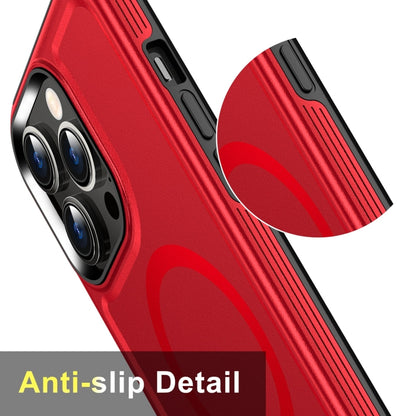 For iPhone 13 Pro Max Shield Armor MagSafe TPU Hybrid PC Phone Case(Red) - iPhone 13 Pro Max Cases by PMC Jewellery | Online Shopping South Africa | PMC Jewellery