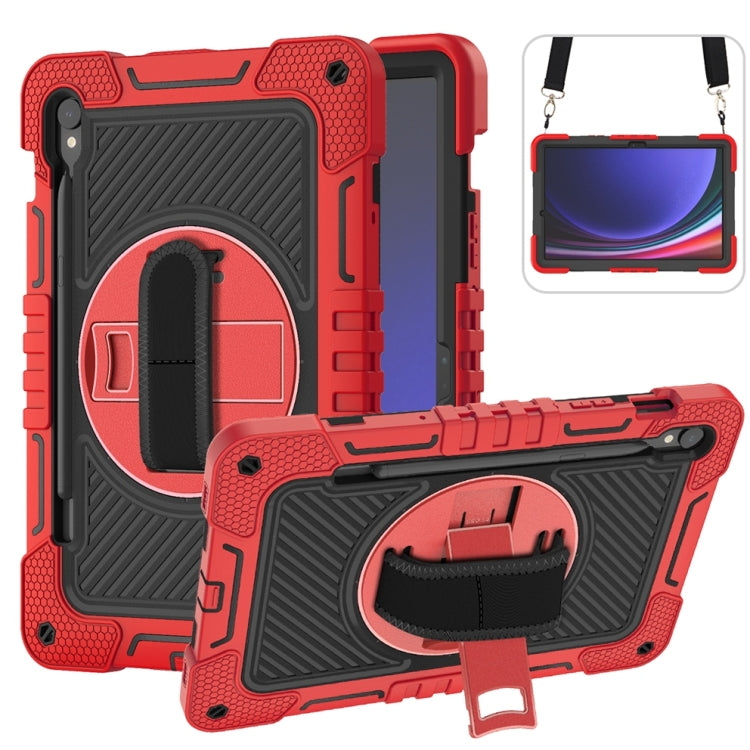 For Samsung Galaxy Tab S9 360 Degree Rotation PC Contrast Silicone Tablet Case(Red + Black) - Galaxy Tab S9 Cases by PMC Jewellery | Online Shopping South Africa | PMC Jewellery | Buy Now Pay Later Mobicred