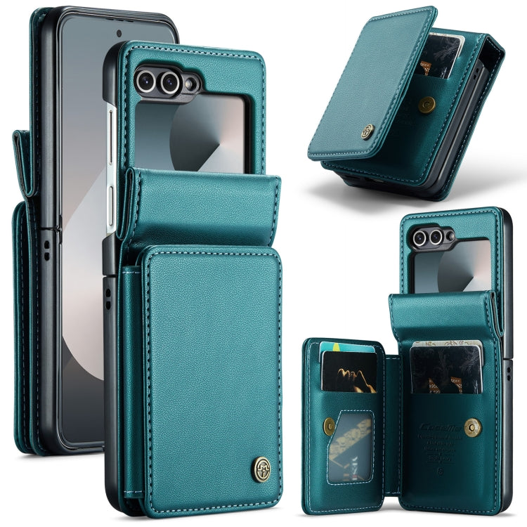 For Samsung Galaxy Z Flip6 5G CaseMe C22 PC+TPU Business Style RFID Anti-theft Leather Phone Case(Blue Green) - Galaxy Z Flip6 5G Cases by CaseMe | Online Shopping South Africa | PMC Jewellery | Buy Now Pay Later Mobicred