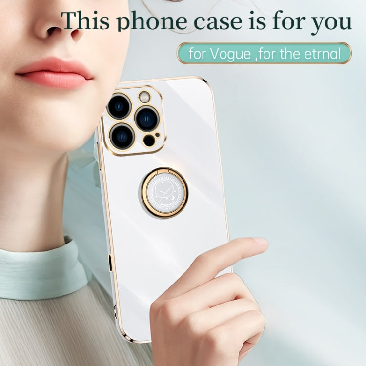 For iPhone 16 Pro XINLI Straight Edge 6D Electroplate TPU Phone Case with Ring Holder(Celestial Blue) - iPhone 16 Pro Cases by XINLI | Online Shopping South Africa | PMC Jewellery | Buy Now Pay Later Mobicred