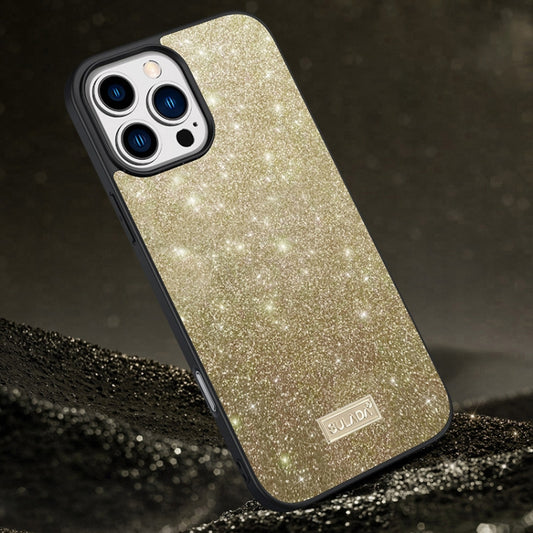 For iPhone 16 Pro Max SULADA Glittery PC Hybrid TPU Handmade Leather Phone Case(Gold) - iPhone 16 Pro Max Cases by SULADA | Online Shopping South Africa | PMC Jewellery | Buy Now Pay Later Mobicred