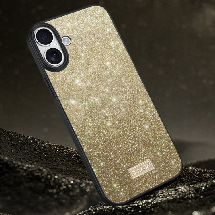 For iPhone 16 Plus SULADA Glittery PC Hybrid TPU Handmade Leather Phone Case(Gold) - iPhone 16 Plus Cases by SULADA | Online Shopping South Africa | PMC Jewellery | Buy Now Pay Later Mobicred