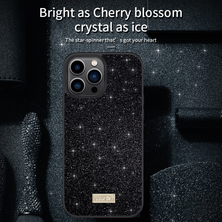 For iPhone 16 Plus SULADA Glittery PC Hybrid TPU Handmade Leather Phone Case(Black) - iPhone 16 Plus Cases by SULADA | Online Shopping South Africa | PMC Jewellery | Buy Now Pay Later Mobicred