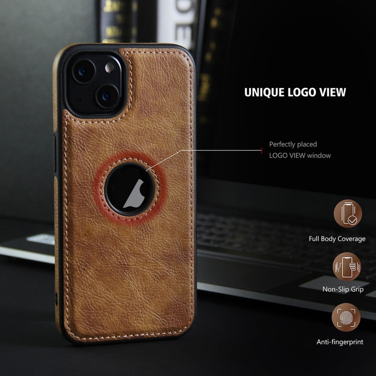 For iPhone 15 Pro Leather Texture Stitching Phone Case(Brown) - iPhone 15 Pro Cases by PMC TechLife | Online Shopping South Africa | PMC TechLife | Buy Now Pay Later Mobicred