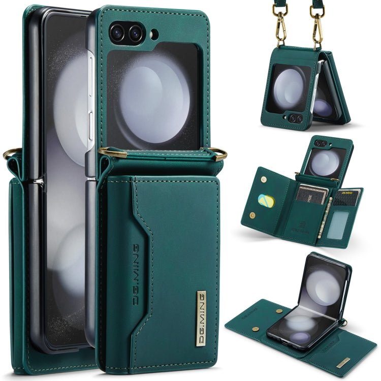 For Samsung Galaxy Z Flip5 5G DG.MING M2 Series Card Bag Magnetic Leather Phone Case(Green) - Galaxy Z Flip5 Cases by DG.MING | Online Shopping South Africa | PMC Jewellery | Buy Now Pay Later Mobicred