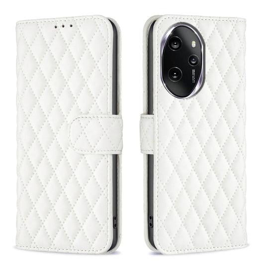 For Honor 100 Pro Diamond Lattice Wallet Flip Leather Phone Case(White) - Honor Cases by PMC Jewellery | Online Shopping South Africa | PMC Jewellery | Buy Now Pay Later Mobicred