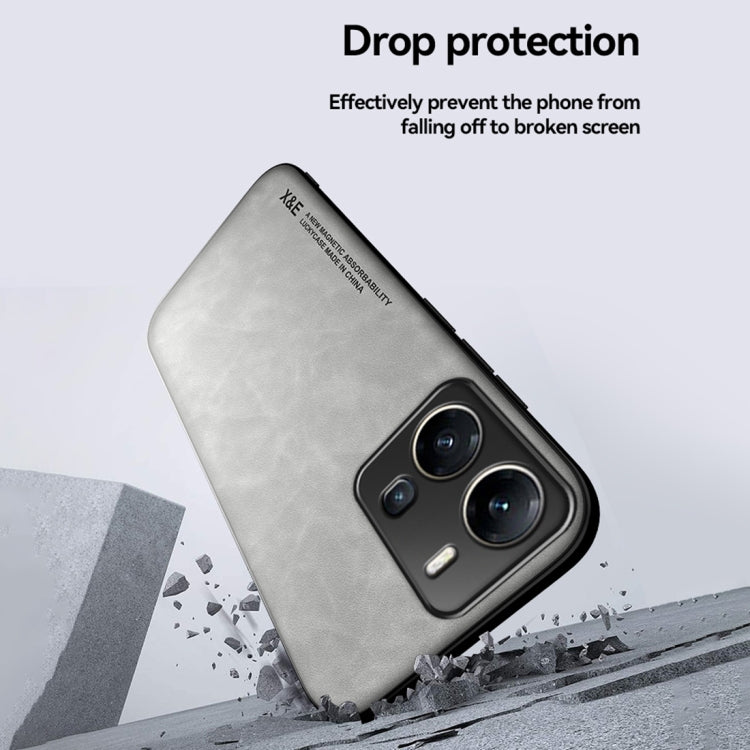 For vivo X100 Pro Skin Feel Magnetic Leather Back Phone Case(Dark Grey) - X100 Pro Cases by PMC Jewellery | Online Shopping South Africa | PMC Jewellery