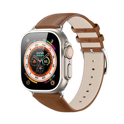 For Apple Watch Ultra 2 49mm DUX DUCIS YS Series Genuine Leather Watch Band(Brown) - Watch Bands by DUX DUCIS | Online Shopping South Africa | PMC Jewellery | Buy Now Pay Later Mobicred