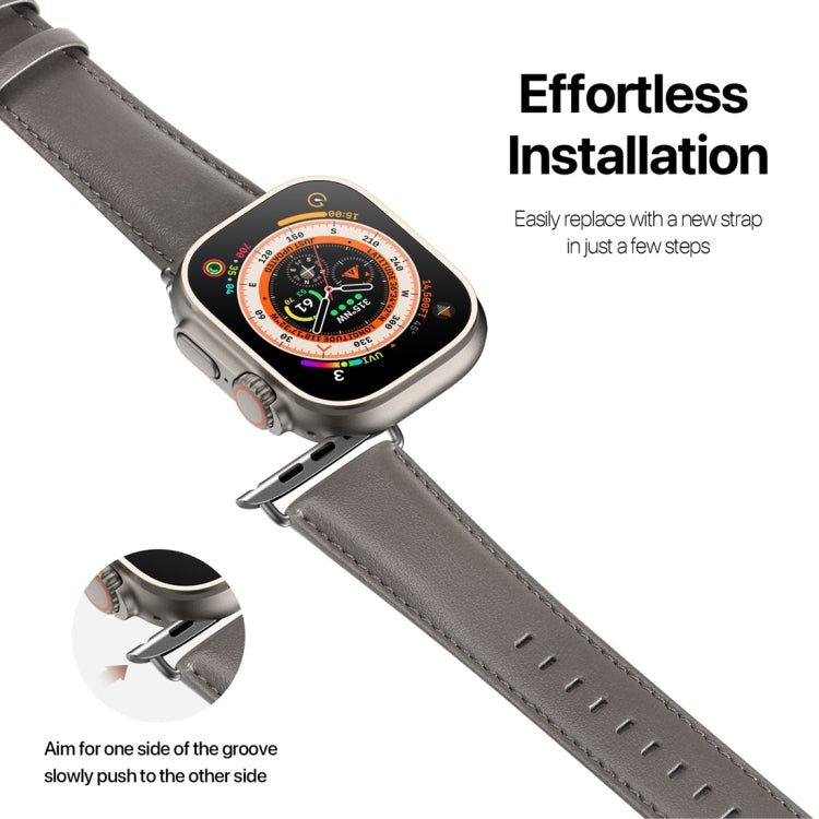 For Apple Watch Ultra 49mm DUX DUCIS YS Series Genuine Leather Watch Band(Grey) - Watch Bands by DUX DUCIS | Online Shopping South Africa | PMC Jewellery | Buy Now Pay Later Mobicred