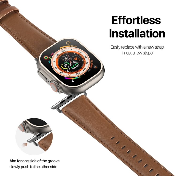 For Apple Watch 8 45mm  DUX DUCIS YS Series Genuine Leather Watch Band(Brown) - Watch Bands by DUX DUCIS | Online Shopping South Africa | PMC Jewellery | Buy Now Pay Later Mobicred