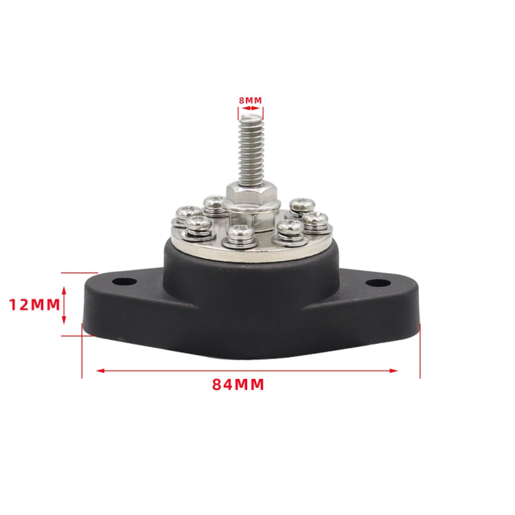 5/16 inch M8 RV Yacht 8-way Terminal Stud with 2pcs M5x20 Screws(Black) - Booster Cable & Clip by PMC Jewellery | Online Shopping South Africa | PMC Jewellery | Buy Now Pay Later Mobicred