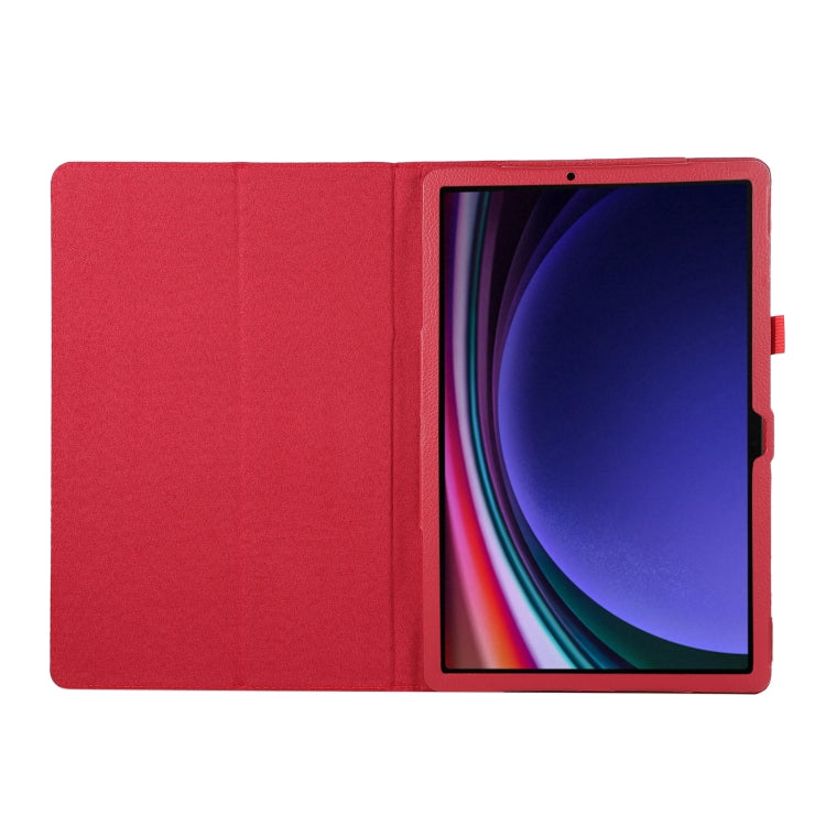 For Samsung Galaxy Tab S9 Litchi Texture Leather Tablet Case with Holder(Red) - free shipping - PMC Jewellery - Order now!