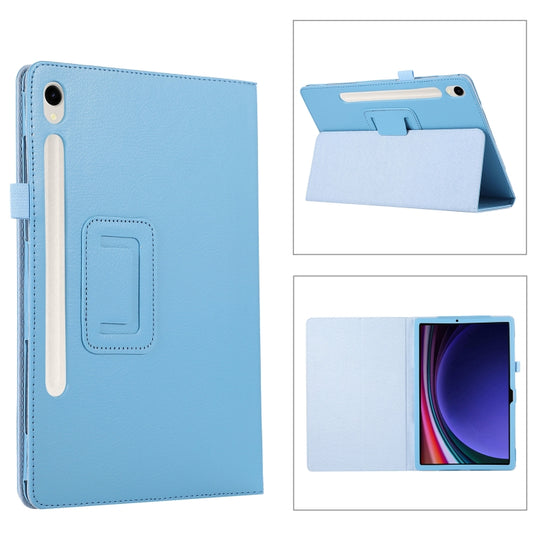 For Samsung Galaxy Tab S9 Litchi Texture Leather Tablet Case with Holder(Sky Blue) - Other Galaxy Tab PC by PMC Jewellery | Online Shopping South Africa | PMC Jewellery | Buy Now Pay Later Mobicred