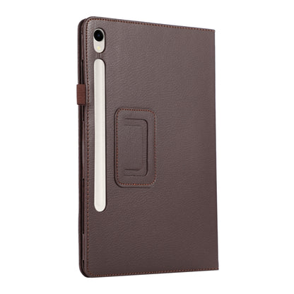 For Samsung Galaxy Tab S9 Ultra Litchi Texture Leather Tablet Case with Holder(Brown) - Other Galaxy Tab PC by PMC Jewellery | Online Shopping South Africa | PMC Jewellery | Buy Now Pay Later Mobicred