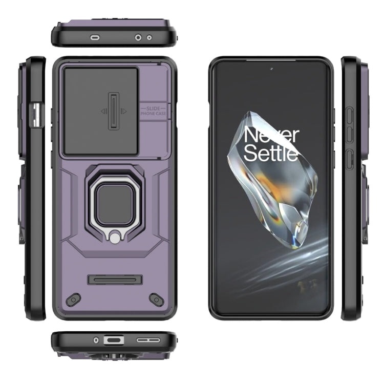 For OnePlus 12 5G Sliding Camshield TPU + PC Shockproof Phone Case with Holder(Purple) - OnePlus Cases by PMC TechLife | Online Shopping South Africa | PMC TechLife