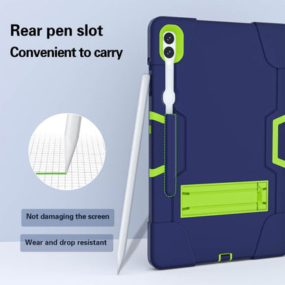 For Samsung Galaxy Tab S9+ Contrast Color Silicone PC Tablet Case with Holder(Navy Blue + Green) - Galaxy Tab S9+ Cases by PMC Jewellery | Online Shopping South Africa | PMC Jewellery | Buy Now Pay Later Mobicred