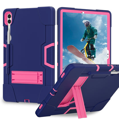 For Samsung Galaxy Tab S9+ Contrast Color Silicone PC Tablet Case with Holder(Navy Blue + Rose Red) - Galaxy Tab S9+ Cases by PMC Jewellery | Online Shopping South Africa | PMC Jewellery | Buy Now Pay Later Mobicred