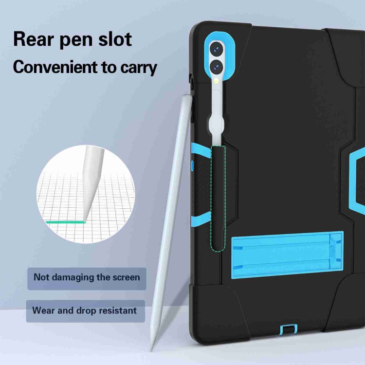 For Samsung Galaxy Tab S9+ Contrast Color Silicone PC Tablet Case with Holder(Black + Blue) - Galaxy Tab S9+ Cases by PMC Jewellery | Online Shopping South Africa | PMC Jewellery | Buy Now Pay Later Mobicred