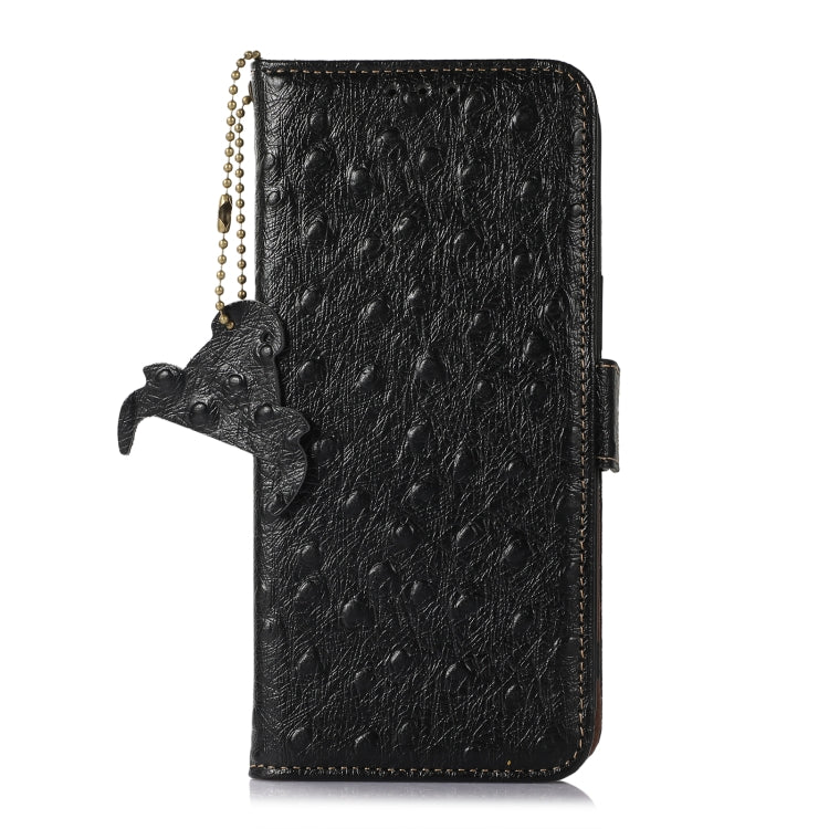 For Huawei Mate 60 Pro Ostrich Pattern Genuine Leather RFID Phone Case(Black) - Huawei Cases by PMC TechLife | Online Shopping South Africa | PMC TechLife | Buy Now Pay Later Mobicred