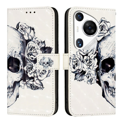 For Huawei Pura 70 Pro 3D Painting Horizontal Flip Leather Phone Case(Skull) - Huawei Cases by PMC Jewellery | Online Shopping South Africa | PMC Jewellery | Buy Now Pay Later Mobicred