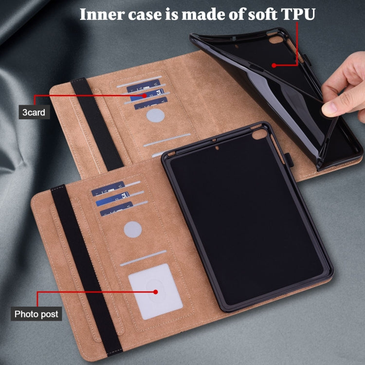 For Samsung Galaxy Tab A9 Solid Color Stripe Embossed Leather Tablet Case(Brown) - Galaxy Phone Cases by PMC TechLife | Online Shopping South Africa | PMC TechLife