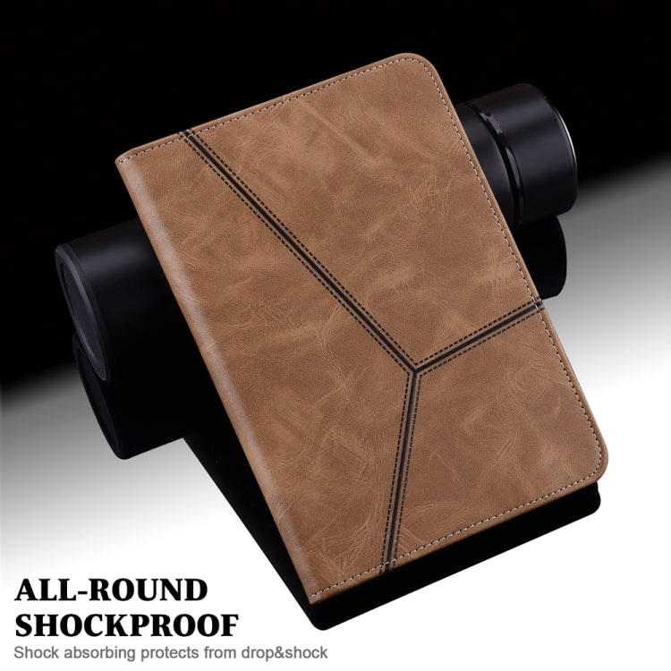 For Samsung Galaxy Tab S7+/S8+/S9+/S9 FE+ Solid Color Stripe Embossed Leather Tablet Case(Brown) - Galaxy Tab S9 FE+ by PMC TechLife | Online Shopping South Africa | PMC TechLife