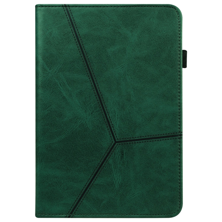 For Samsung Galaxy Tab S7/S8/S9/S9 FE Solid Color Stripe Embossed Leather Tablet Case(Green) - Galaxy Tab S9 FE by PMC Jewellery | Online Shopping South Africa | PMC Jewellery